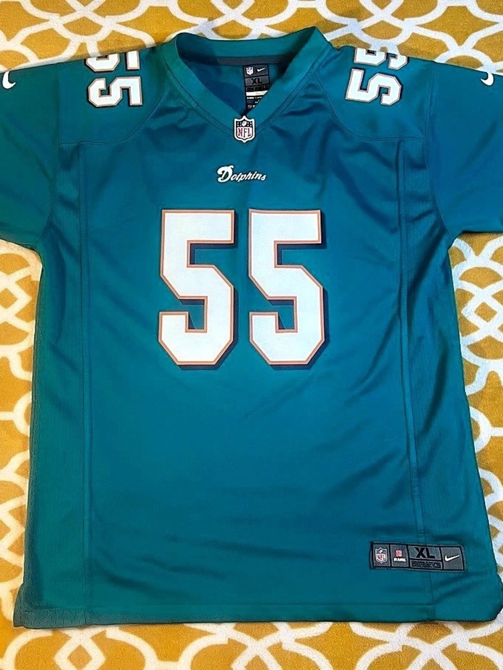 Nike Miami Dolphins Koa Misi #55 Nike On Field Game Jersey Blue & Orange XL